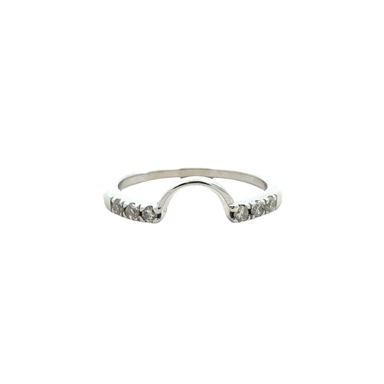 14k White Gold 0.12cttw Diamond Contour Wedding Band Ring2