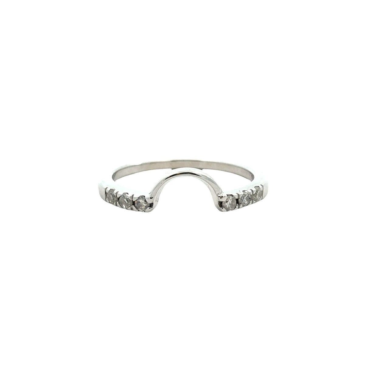 14k White Gold 0.12cttw Diamond Contour Wedding Band Ring2