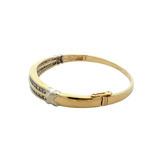14k Yellow Gold 1.71cttw Diamond Double Row Hinged Bangle Bracelet5