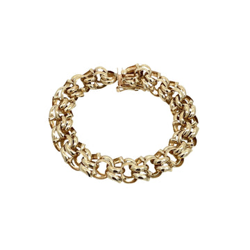 14k Yellow Gold Stamped Chunky Double Interlocking Link Chain Bracelet 7.5"0