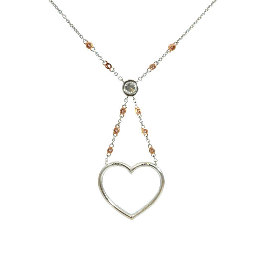 18k Multi-Tone Gold & 0.48cttw Diamond Heart Pendant Necklace 20"1