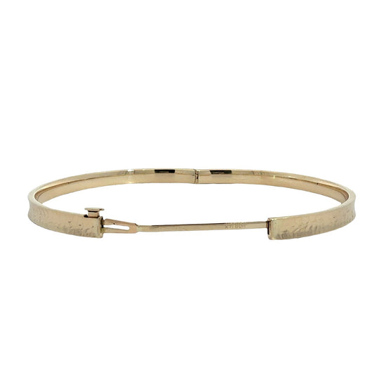 14k Yellow Gold Textured Hinged Bangle Bracelet 7.5"5