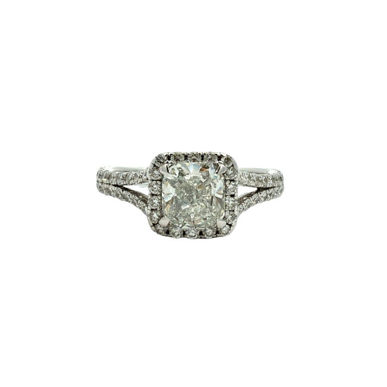 14k White Gold Split Shank 1.83cttw (1.02tcw) Diamond Halo Engagement Ring0