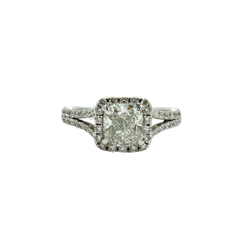 14k White Gold Split Shank 1.83cttw (1.02tcw) Diamond Halo Engagement Ring0