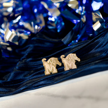 Memphis Tigers 14k Yellow Gold Crest Stud Earrings