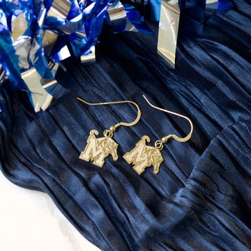 Memphis Tigers Yellow Gold Plated Dangle Earrings