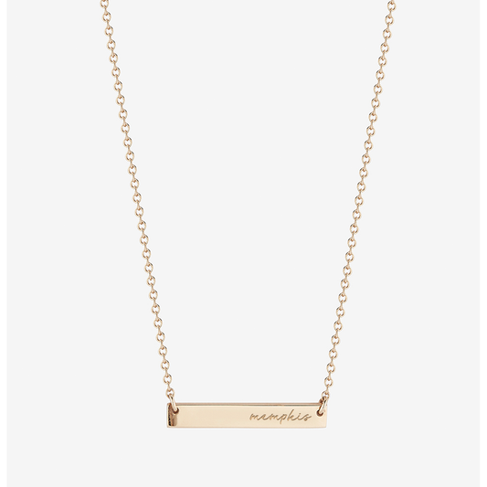 Memphis Tigers 14k Yellow Gold Memphis Bar Necklace