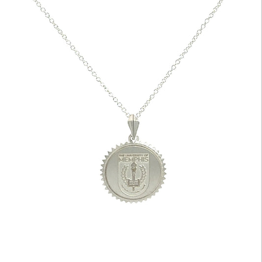Memphis Tigers Sterling Silver Sunburst Pendant-Shield