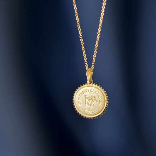 Memphis Tigers Gold Plated Sunburst Necklace- Crest