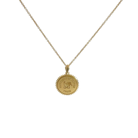 Memphis Tigers Gold Plated Sunburst Necklace- Crest