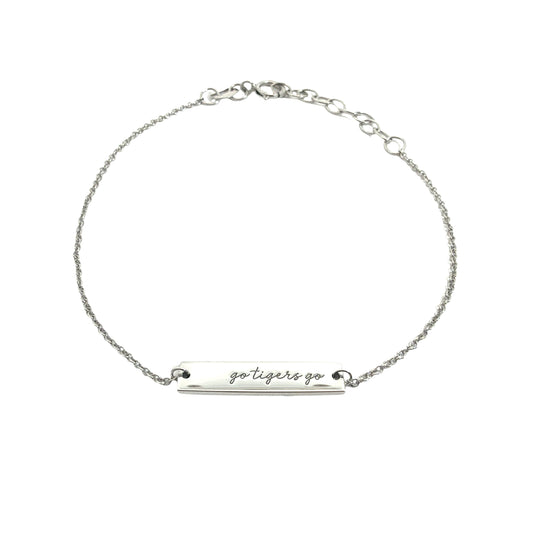 Memphis Tigers Sterling Silver Go Tigers Go Bar Bracelet