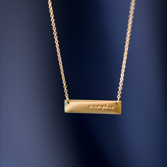 Memphis Tigers Gold Plated Memphis Bar Necklace