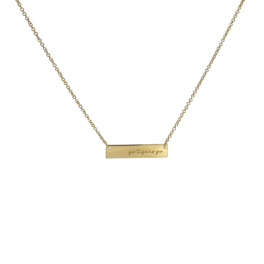 Memphis Tigers Gold Plated Go Tigers Go Bar Necklace