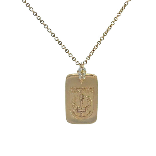 Memphis Tigers 14k Yellow Gold and Diamond Shield Pendant Necklace