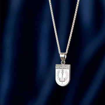 Memphis Tigers Rhodium Plated Sterling Silver Crest Necklace (Medium)