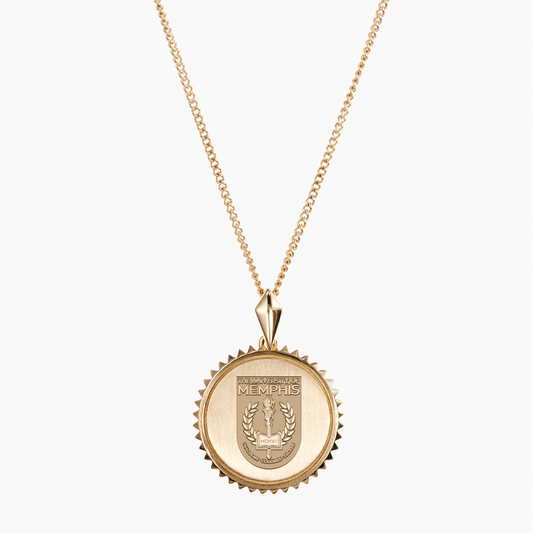 Memphis Tigers 14k Yellow Gold Sunburst Pendant-Shield
